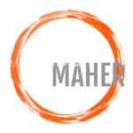 Paddy Maher Logo in Orange circle